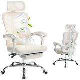 Garvee Ergonomischer Bürostuhl Mit Verstellbarer Kopfstütze, Lendenstütze, Ausziehbarer Fußstütze Für Home Office, Beige, Höhenverstellbar, Atmungsaktives Mesh - beige