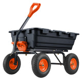 Garvee Schwerlast Gartenkippwagen – 363 kg Tragkraft, Geländereifen, 2-in-1 Griff, Metallrahmen, Schwarz - Schwarz