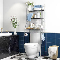 Garvee Toilettenregal, Edelstahl Badezimmerregal, Wc Regal über die Toilette, Stehend Badregal Ohne Bohren, Badezimmer Regal, Waschmaschinenregal Toilettenschrank für Bad, Toilette, Waschküche, 50 x 25 x 160 cm