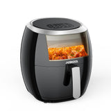 Garvee Heißluftfritteuse 8L XL Kapazität Multifunktionaler fettfreier Heißluftfritteuse 1800W Digitales LED-Display 8 Programme, Schwarz