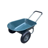 Garvee Schubkarre Mit Doppelrädern, Polybett, Stahlrahmen, Rostfrei, Für Garten & Hof, Blau - Blau