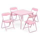 GARVEE Kinder Möbelset 5-teilig, Klappbarer Kindertisch mit 4 Gepolsterten Stühlen, Stabiler Metallrahmen, Platzsparend und Sicher für Spielzimmer, Kinderzimmer & Essbereich, Rosa - Rosa