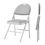 Garvee Klappstühle Set 2, PU Leder Gepolstert, Metallrahmen, Faltbar, Für Büro & Events - Grau
