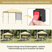 GARVEE 2,5 x 2,5 m Pop-Up Pavillon, Wasserdichtes Gartenpavillon mit UV-Schutz, Höhenverstellbar und Tragetasche, Ideal für Garten, Camping und Outdoor Events, Cremefarben