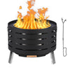 Garvee Feuerschale Rund ø66Cm Feuerstellen Feuerkorb Mit Schürhaken Und Abnehmbare Aschepfanne Multifunktional Feuerschalen Für Outdoor BBQ Heizung 66 x 66 x 50 cm