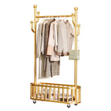 GARVEE Kleiderständer auf Rollen mit Ablagekorb, Metall Garderobenständer mit 360° drehbaren Rädern, Großer Stauraum für Schlafzimmer & Büro, Gold, 80 x 175 cm - Gold