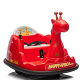 Garvee Kids Elektro Autoscooter 360° Drehung Giraffe Design Rot mit LED für Kinder ab 3 Jahren - Rot