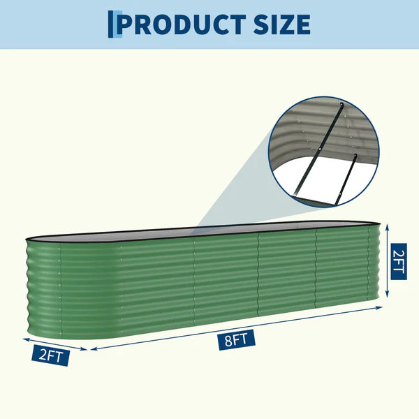 Garvee Hochbeet Set 2 Verzinkt, 240×60×60 cm, Stahl, Offener Boden für Garten & Terrasse