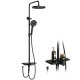 Garvee Regenbrause-Set, versenkbar – 3-teilig inkl. Handbrause, Schlauch, Stange & Anschluss-Set (Schwarz&Silber) - Schwarz