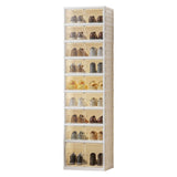 Garvee 9-Stufiger Faltbarer Schuhregal-Organizer Mit Stapelbaren Transparenten Türen Für Flur Und Wohnzimmer, Robust, Leicht Zu Reinigen, Mit Rollen, Braun - Transparent