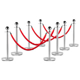 Garvee Edelstahl-Absperrpfosten mit rotem Samtseil zur Personenlenkung, Sandstrahl-Basis, einfache Installation - 