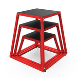 Garvee Plyometric Jumping Box Set 12/18/24 Zoll Stahl Anti-Rutsch Oberfläche Stabil Für Heimtraining - Rot