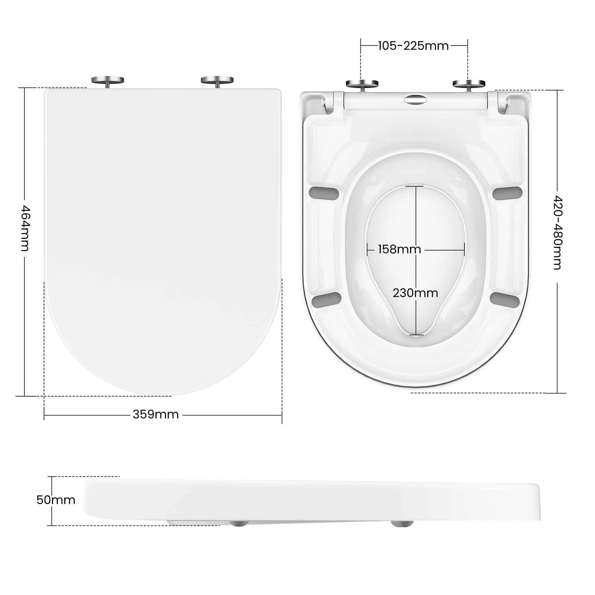 GARVEE WC-Sitz mit Kindersitz & Absenkautomatik, D-Form Toilettensitz aus UF-Duroplast mit Verstellbaren Scharnieren, Weiß