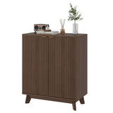 Garvee Modernes Fluted Sideboard Set Mit 2 Türen Und Verstellbaren Regalböden Für Wohnzimmer Esszimmer Küche Und Flur Nussbaum - 