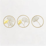 Garvee 3Stück Ginkgo Blatt Wandskulptur Metall Wanddekoration Modern Wohnzimmer Schlafzimmer Gold