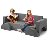 Garvee Kinder Spielsofa 8-Teilig Modular Couch Abnehmbarer Bezug Mikrofaser Dunkelgrau Spielzimmer