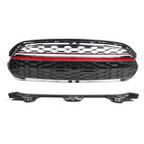 Garvee Kühlergrill für MINI COOPER F55 F56 F57 2014-2021, robustes ABS, schwarze Oberfläche mit bordeauxrotem Rand, Kühlergrill-Schutz, Chromleiste, Schwarz/Rot