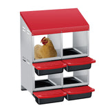 Garvee Hühnernestbox 2x2 Doppelstock mit integriertem Ständer 54x50x67cm platzsparend für 4-8 Hühner in Rot - Rot