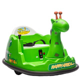 Garvee Kids Elektro Autoscooter 360° Drehung Giraffe Design Grün mit LED für Kinder ab 3 Jahren - Grün