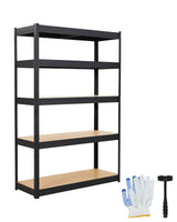Garvee Schwerlastregal 5 Ebenen, 91 × 46 × 183 cm, verstellbares Lagerregal bis 1134 kg, Mattschwarz - Mattschwarz