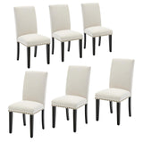 Garvee Esszimmerstühle 6er-Set, gepolstert mit Polyester, ergonomische Rückenlehne, Holzbeine, mit Ziernägeln, Weiß