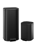 Garvee 30L & 6L Edelstahl Treteimer Set Rechteckig Mit Leise Deckel Und Hands-Free Fußpedal Für Küche Und Haushalt Schwarz