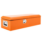 Garvee Werkzeugkiste 99 cm Stahl, Deichselbox Mit Riffelblech, Griffen & Schloss, Orange - Orange