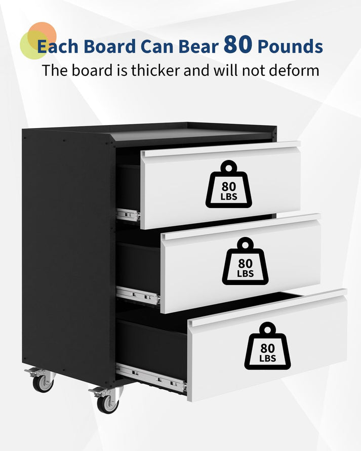 Jede Schublade trägt bis zu 80 lbs (36 kg)