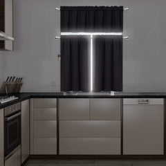 GARVEE Verdunkelungsvorhänge Für Badezimmer, 2 Paneele, Lichtblockierend, Schwarzer Stoff, 26x24 Zoll, Kurze Länge, Ideal Für Kleine Fenster, Küche, Camper