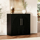 Garvee Sideboard Schwarz 80 x 40 x 82 cm mit 2 Türen, verstellbaren Einlegeböden und Kippschutz, Buffetschrank für Wohn- und Esszimmer - Schwarz