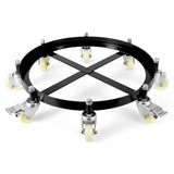 Garvee Schwerlast-Fasswagen für 55-Gallonen-Fässer – 907 kg (2000 lbs) Tragkraft, 8 Rollen inkl. Bremse, aus Q235 Stahl (Schwarz) - Schwarz