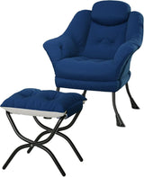 Garvee Bequemer Lazy Chair Mit Ottoman Ergonomischer Lesesessel Aus Samt Für Wohnzimmer & Schlafzimmer Platzsparend - Grün (Samt)