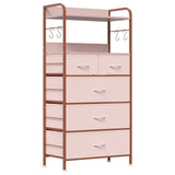 Garvee Kommode, Stoffschubladen, 120 × 60 × 30 cm, für Schlafzimmer und Wohnzimmer, Rosa - Rosa
