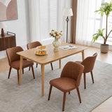 Garvee Esszimmerstühle 4er-Set, moderne Polsterstühle mit PU-Kunstleder, Flügelrückenlehne & Massivholzbeinen, ohne Armlehnen, Braun