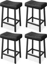 Garvee Barhocker 4er-Set, 61 cm, gepolstert, PU-Kunstleder, Modern, Schwarz - Schwarz