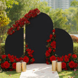 Garvee Arch Backdrop Stand Cover Set - Spandex Hochzeit Bogen Abdeckung - Doppelseitig - 7.2ft U-förmig & 5ft Halbmond - Schwarz - Party Dekoration - Schwarz