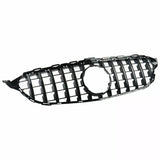 Garvee Sportliche Kühlergrill für Mercedes C Klasse W205/C205 2013-2018 GT GTR Design Schwarz ABS Kunststoff Schutz Kühler & Nebelscheinwerfer