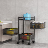Garvee Rollwagen 3-lagig – Schwarzer Metall Küchenwagen 63×28×28 cm, Robust & Platzsparend - Schwarz