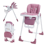 Garvee Baby Hochstuhl klappbar, 7-fach höhenverstellbar, mit 5-Punkt-Gurt, 4-fach verstellbarer Rückenlehne, abnehmbarem Tablett und Fußstütze - Lila