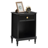 Garvee Nachttisch Aus MDF Mit Schublade & Regal Für Schlafzimmer Und Wohnzimmer, 17.7x11.8x24.4 Zoll, Schwarz, Modern Und Stabil - Schwarz