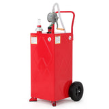 Garvee Kraftstoffbehlter 132 L mit manueller Pumpe, Rdern und Deckel mit Schloss, Edelstahl, Diamantmuster, UV-Schlauch fr Autos und Gerte, Rot - Rot
