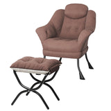Garvee Bequemer Lazy Chair Mit Ottoman Ergonomisch Samtbezug Für Wohnzimmer & Schlafzimmer Platzsparend - Kaffeebraun (Samt)