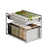 Garvee 2-Etagen-Schubladenorganizer, 39x28x40cm, Silber – Platzsparendes Aufbewahrungssystem für Küche & Bad - Silber