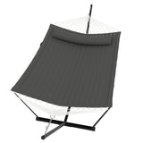 GARVEE Doppelhängematte mit Gestell für 2 Personen, Wetterfeste Hängematte mit Kissen für Garten, Terrasse & Pool, Belastbar bis 204 kg, Dunkelgrau - Dunkelgrau