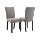 Garvee Polsterstühle Esszimmer Set 2, Stoff, Nagelkopfverzierung, Holzbeine, Ergonomisch, Modern, Hellgrau, Küche & Restaurant - grau