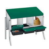 Garvee Hühnernestbox 3-Fach mit Ständer Metall Eiablagebox 85x50x70cm erhöht für 3-6 Hühner in Grün - Grün