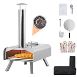 Garvee Outdoor Pizzaofen 12 Zoll Holzpellet Edelstahl Tragbar Mit Thermometer Für Camping & Garten Schwarz
