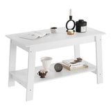 Garvee Kaffeetisch 31.49'' Rustikal Modern Farmhouse, 2-Stufig, Holz, Weiß, Rechteckig, Wohnzimmer Büro Schlafzimmer - White