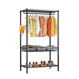 Garvee Heavy Duty Clothes Rack 3-Tier Rolling Garment Rack Verstellbar Metall Mit Aufbewahrungsregalen Schlossbare Rollen Für Schlafzimmer, Stabil, Vielseitig, Modern
