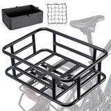 Garvee Großer Fahrradkorb Hinten Robuster Metallkorb Mit Liner Und Netz Für Pendler Und Einkäufe Schwarz Hohe Kapazität
